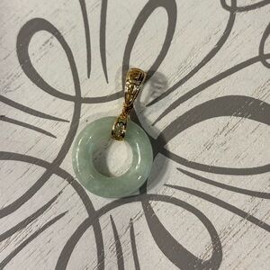14KT Gold and Pale Green Jade Pendant